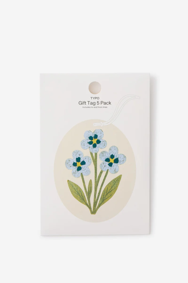 Typo Die Cut Gift Tag 5Pk